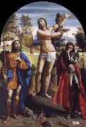Giovanni Battista Ortolano Saint Sebastian with Saints Roch and Demetrius oil painting artist